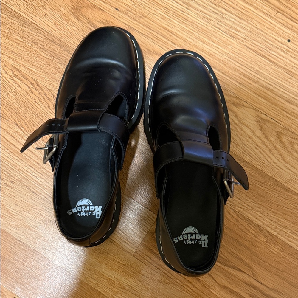 Dr. Martens Black Leather Mary Jane Loafers with Buckle